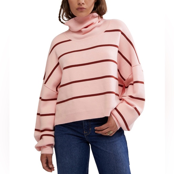 Free People Sweaters - Free People Paulie Turtleneck Long-Sleeve Brandy Rose Sweater Small